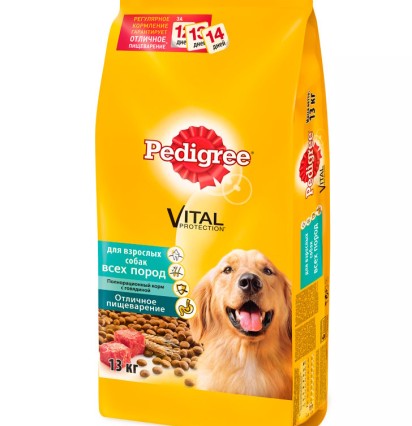 Pedigree для взрослых собак всех пород 13 кг.